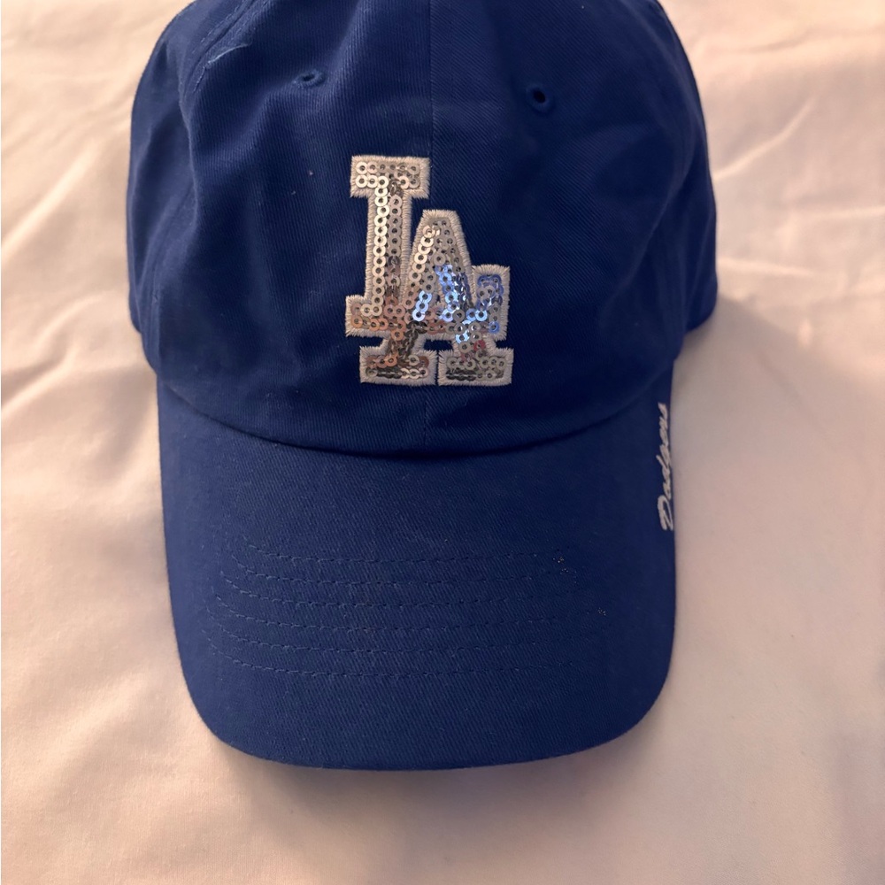 Women Blue Dodgers Sequin Baseball Cap